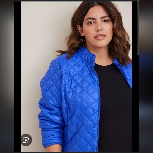Torrid Cobalt Blue Diamond Quilted Puffer Jacket Size 2 - Picture 3 of 12